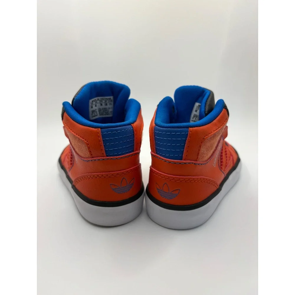 Adidas Originals Hard Court Hi Toddler Sneakers Orange Black Blue G99437 Size 5K